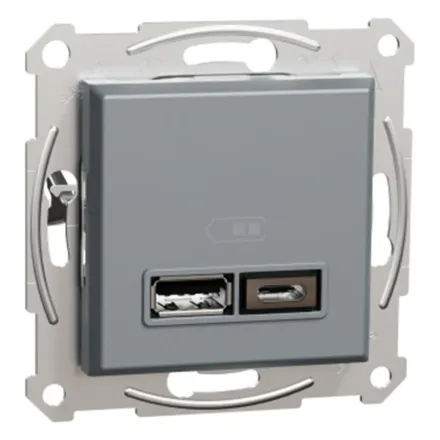 Розетка USB SE EPH2700362 Asfora A+С 2,4А механизм сталь