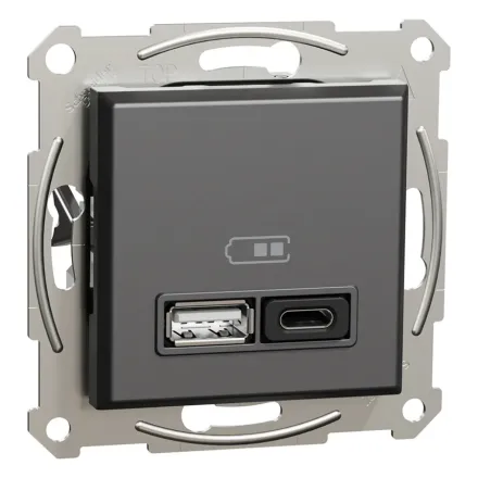 Розетка USB SE EPH2700471 Asfora A+С механизм антрацит