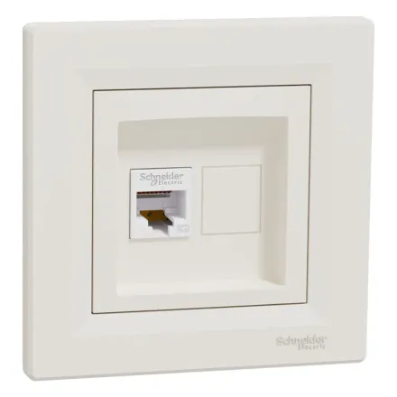 Розетка компьютерная SE EPH4300123 Asfora RJ45 кат. 5e в сборе кремовый