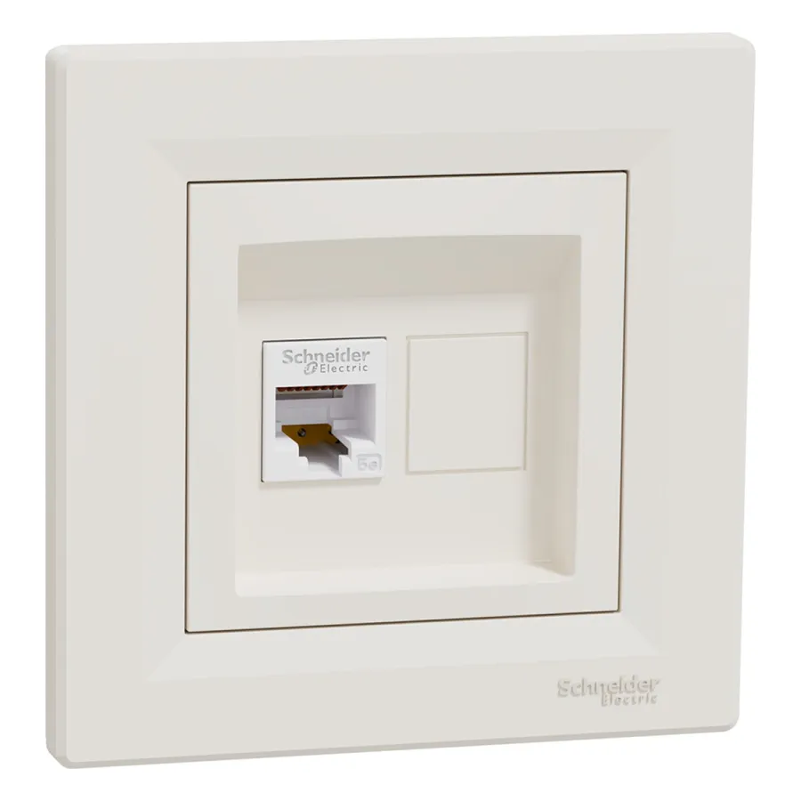 Розетка компьютерная SE EPH4300123 Asfora RJ45 кат. 5e в сборе кремовый