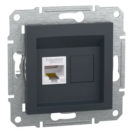 Розетка компьютерная SE EPH4300171 Asfora RJ45 кат. 5е механизм антрацит