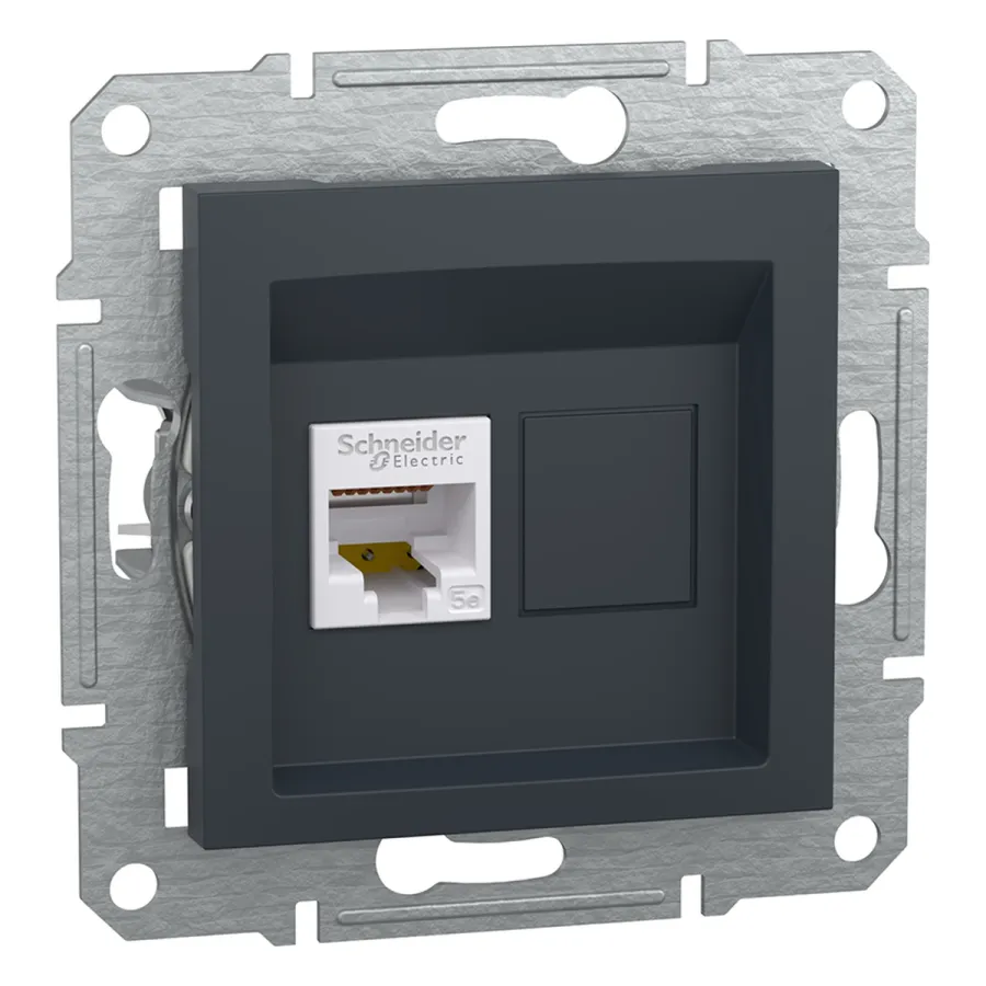 Розетка компьютерная SE EPH4300171 Asfora RJ45 кат. 5е механизм антрацит