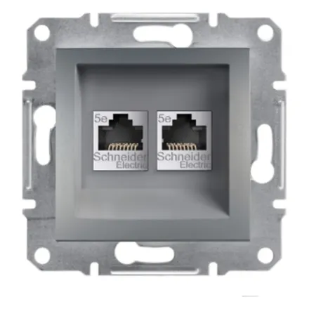Розетка компьютерная двойная SE EPH4400162 Asfora RJ45 кат.5e механизм сталь