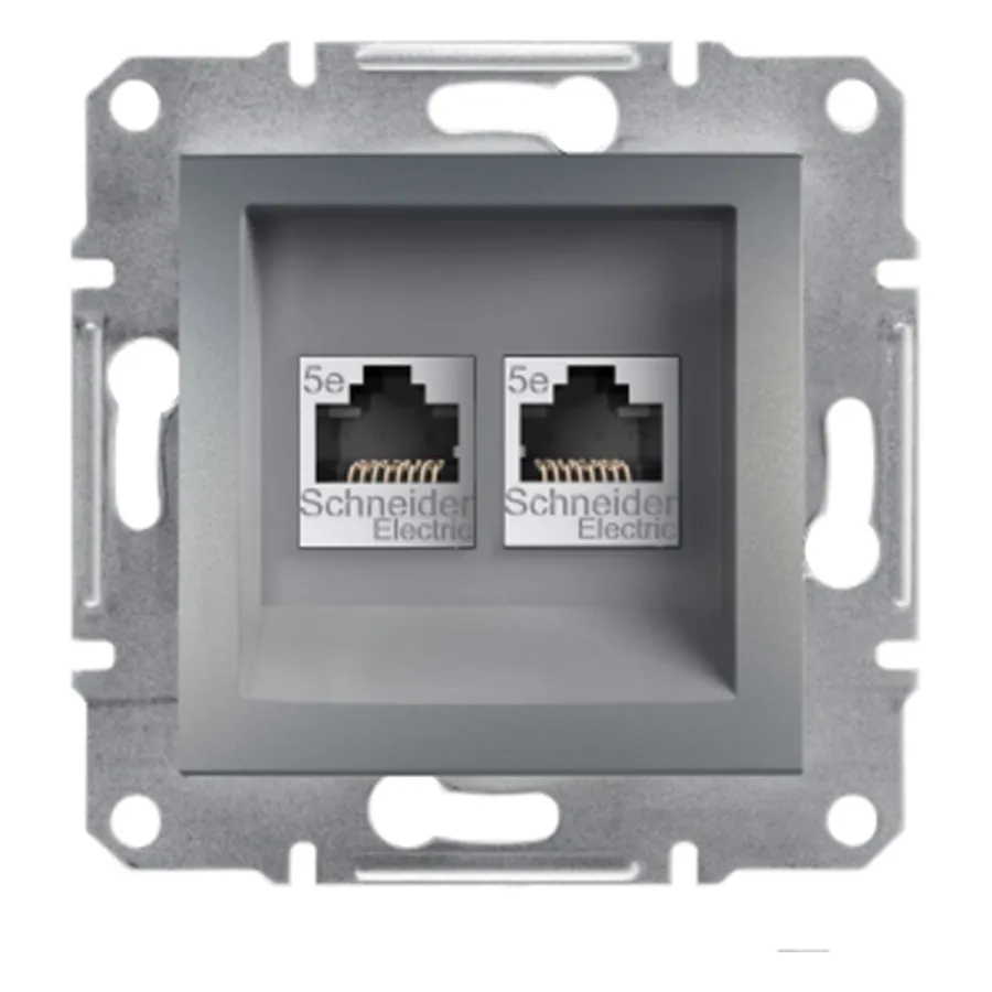 Розетка компьютерная двойная SE EPH4400162 Asfora RJ45 кат.5e механизм сталь