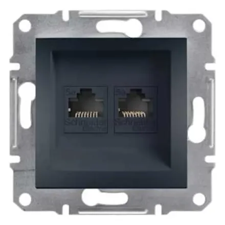 Розетка компьютерная двойная SE EPH4400171 Asfora RJ45 кат. 5е механизм антрацит