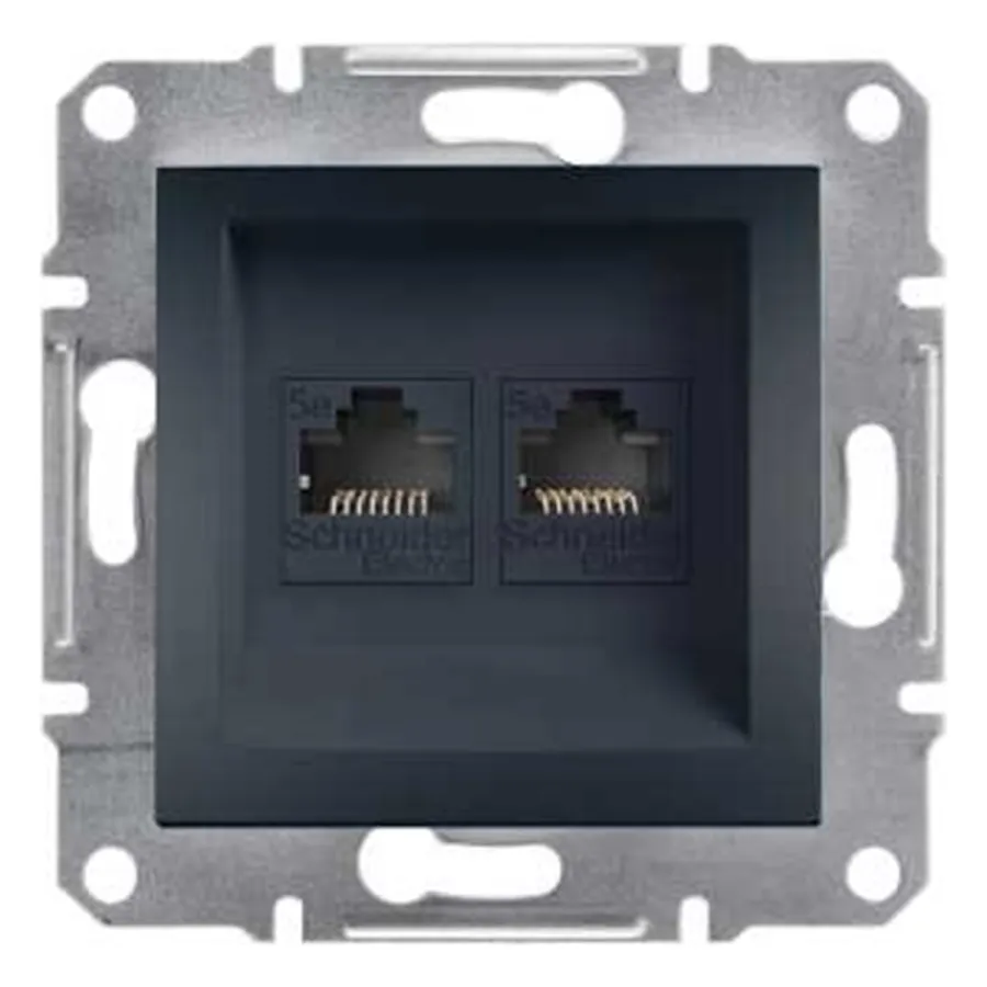 Розетка компьютерная двойная SE EPH4400171 Asfora RJ45 кат. 5е механизм антрацит
