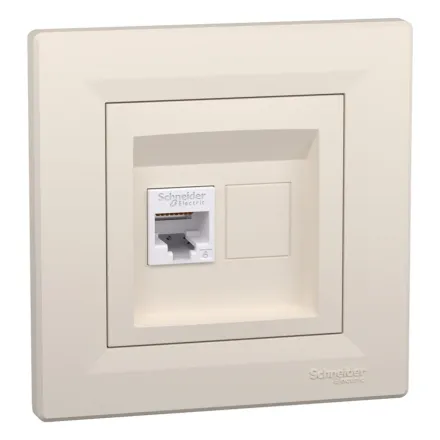 Розетка компьютерная SE EPH4700123 Asfora RJ45 кат. 6 в сборе кремовый
