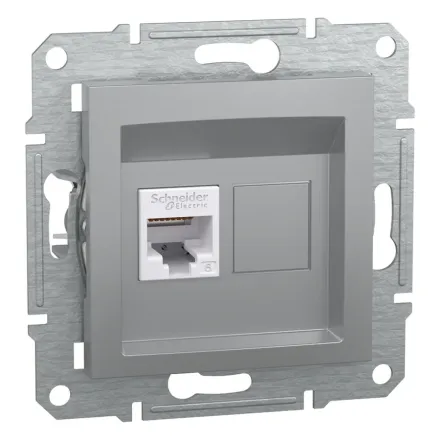 Розетка компьютерная SE EPH4700161 Asfora RJ45 кат.6e механизм алюминий