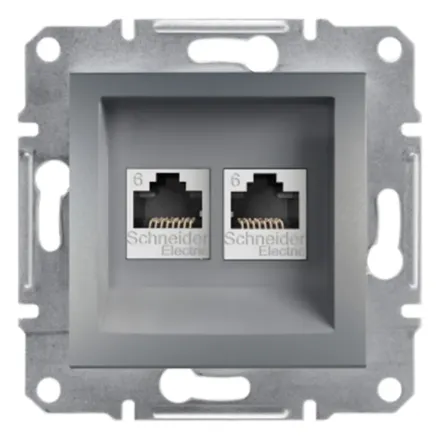 Розетка компьютерная двойная SE EPH4800162 Asfora RJ45 кат.6e механизм сталь