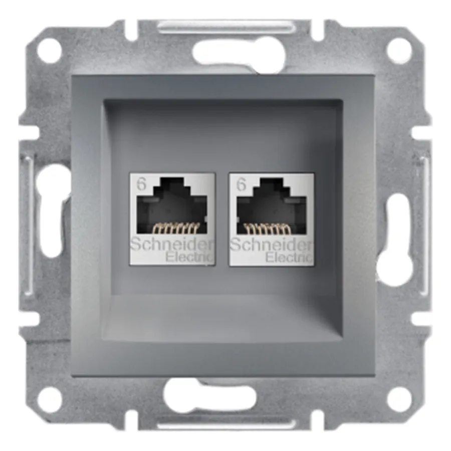 Розетка компьютерная двойная SE EPH4800162 Asfora RJ45 кат.6e механизм сталь
