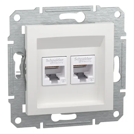Розетка двойная компьютерная SE EPH4870121 Asfora RJ45 кат. 6 механизм белый