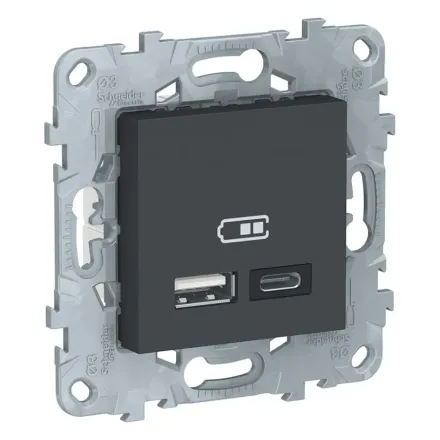 Розетка USB SE NU501854 Unica New 5В/2400 мА антрацит