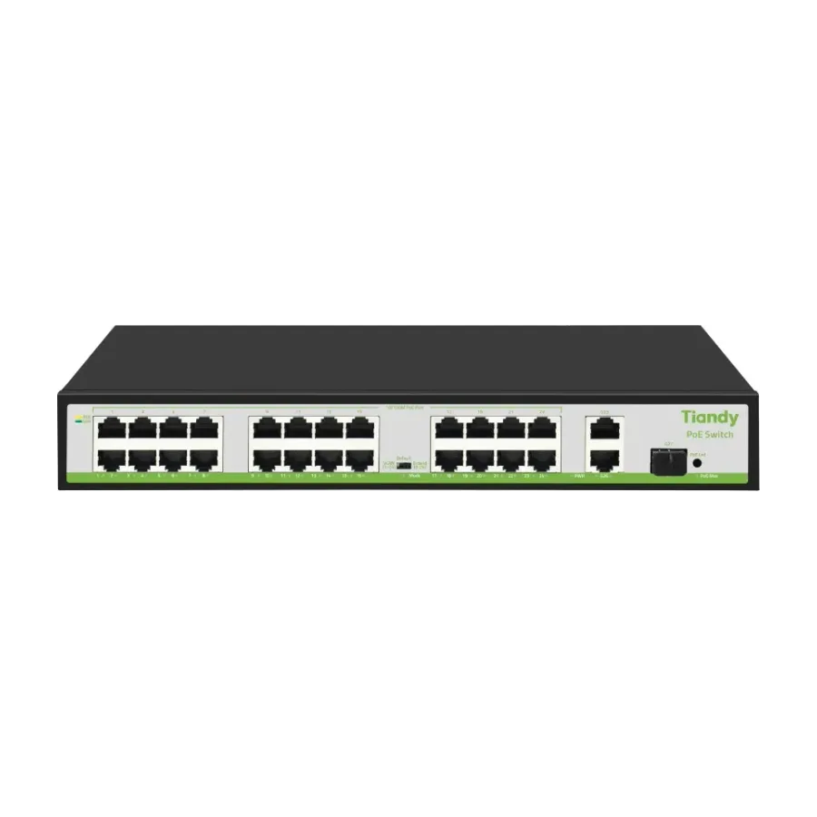TIANDY TC-P3S027 Spec:H/2421/AT/260 Неуправляемый РоЕ коммутатор, 27 портов 24FE+2GE+1SFP
