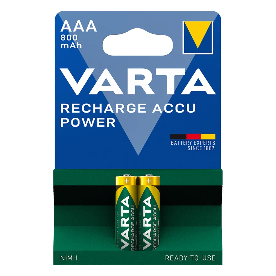 Аккумулятор VARTA R2U Micro 1.2V - HR03/AAA 800 мАч (2 шт)