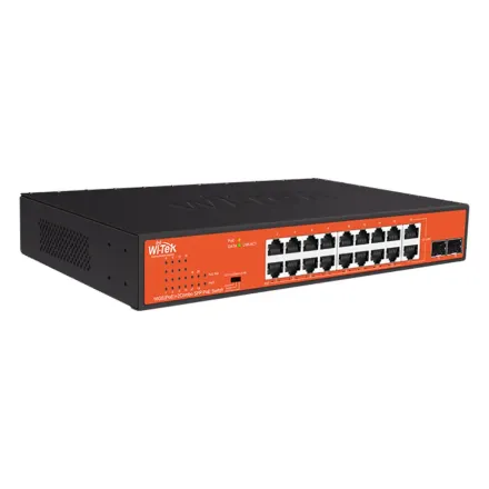 Wi-Tek WI-PS318GFH Коммутатор 16-портовый неуправляемый PoE